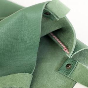 Green Leather Tote Bag -leather Tote-leather Tote..