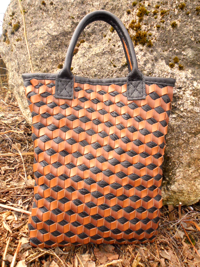 woven leather tote bag